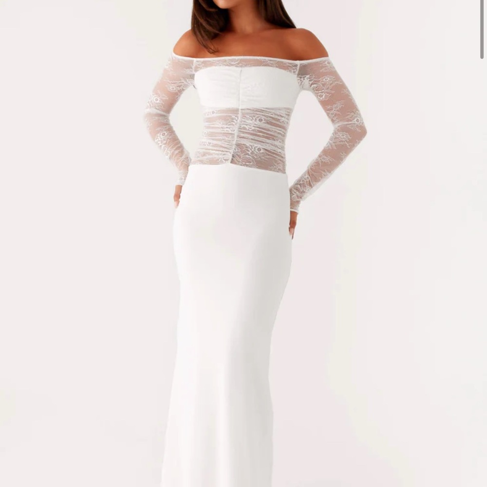 Peppermayo White Lace Long Sleeve Dress
